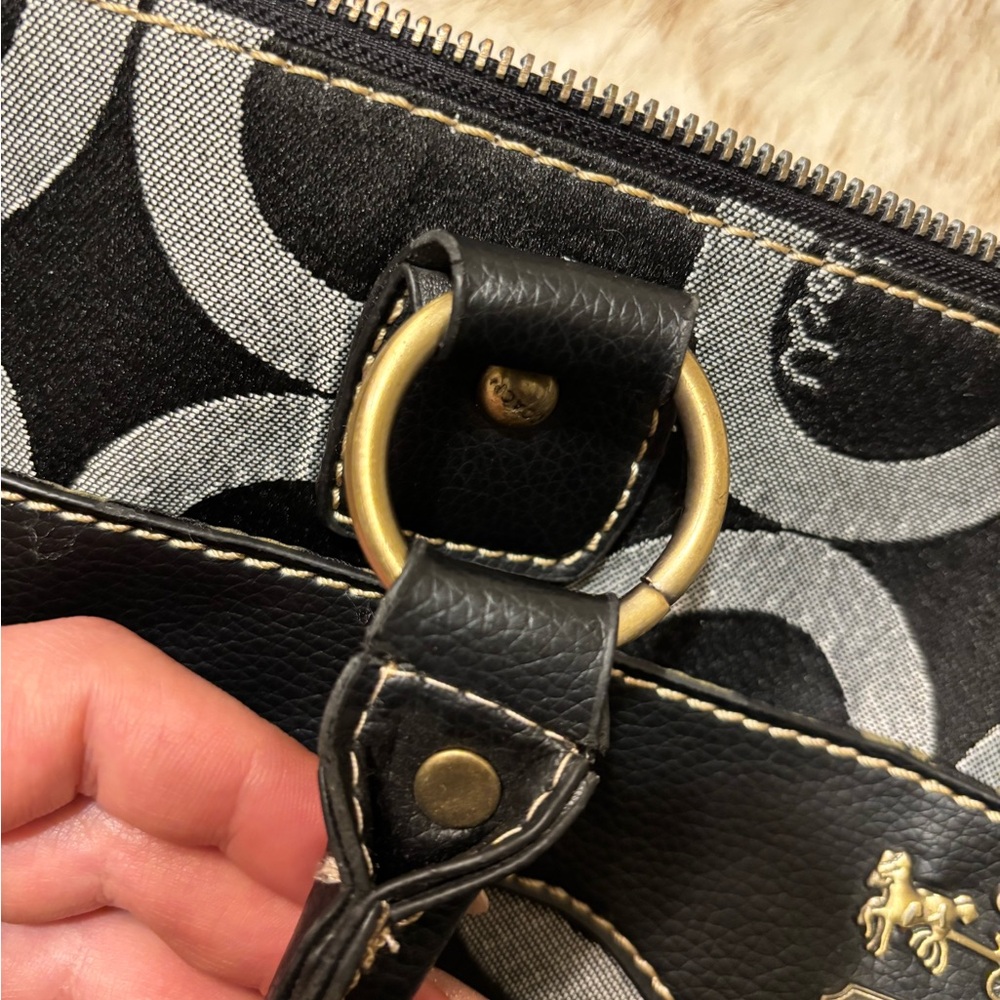 Coach Vintage Black and Gray OP Art Signature Medium Satchel Bag - Picture 11 of 15